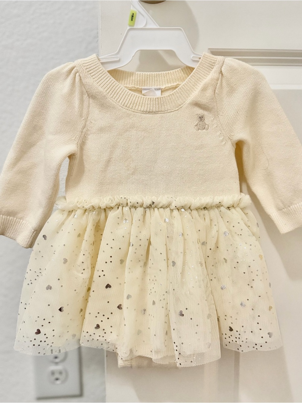 Baby Gap Baby Girl Tulle Dress 0-3 Months Ivory Glitter Heart Dress ⭐